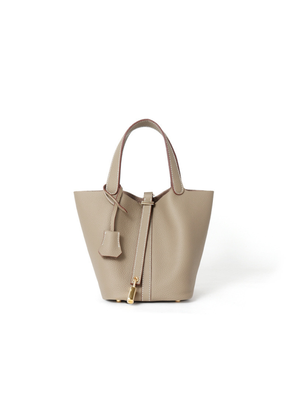 High-end sense vegetable basket bucket bag genuine leather handbag - 图片 4