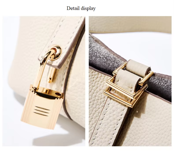High-end sense vegetable basket bucket bag genuine leather handbag - 图片 16
