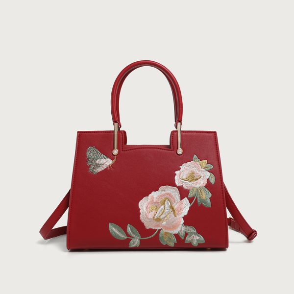 Genuine leather embroidered Chinese-style retro light luxury crossbody handbag - 图片 2