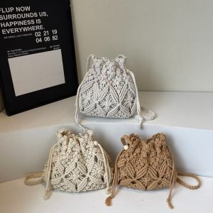 Hand-woven bucket bag, seaside beach bag