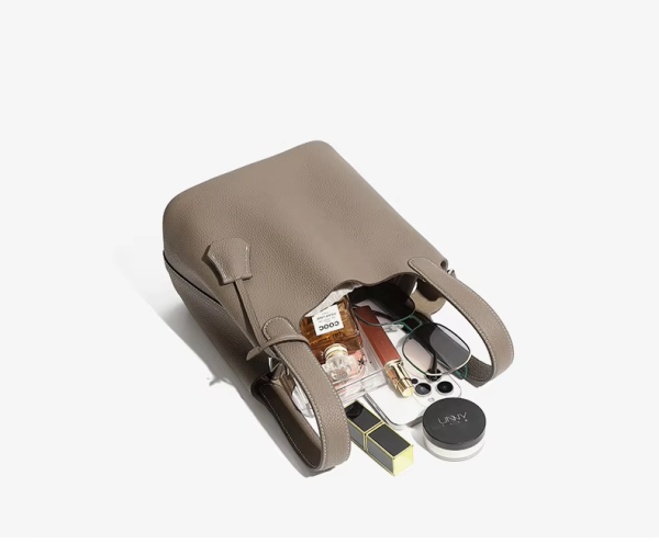 High-end sense vegetable basket bucket bag genuine leather handbag - 图片 13