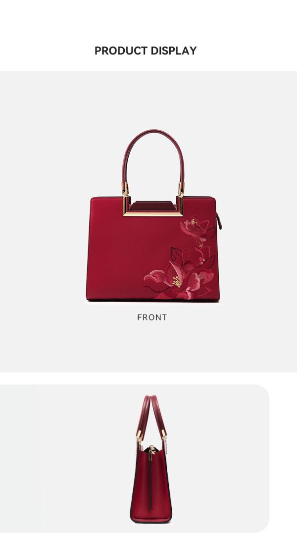 Chinese-style national wind embroidered magnolia handbag and crossbody bag, mother style - 图片 6