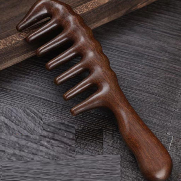 Natural golden sandalwood comb, meridian massage comb, anti-hair loss comb - 图片 5