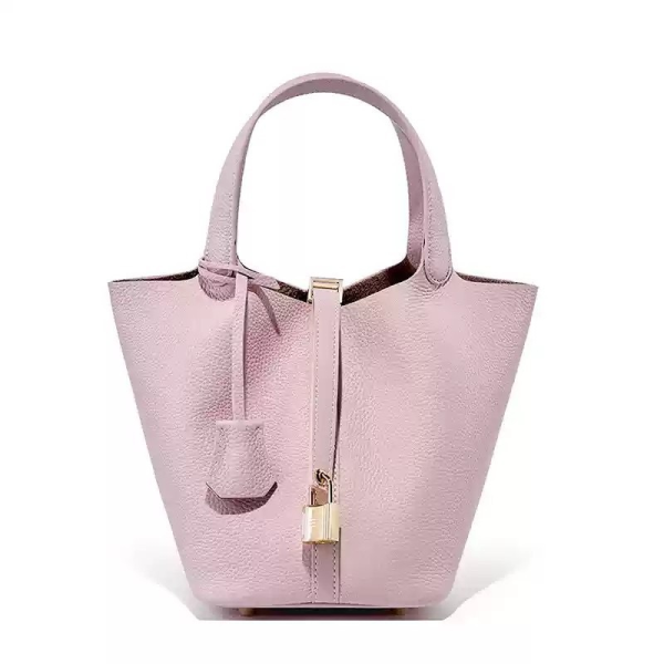 High-end sense vegetable basket bucket bag genuine leather handbag - 图片 8