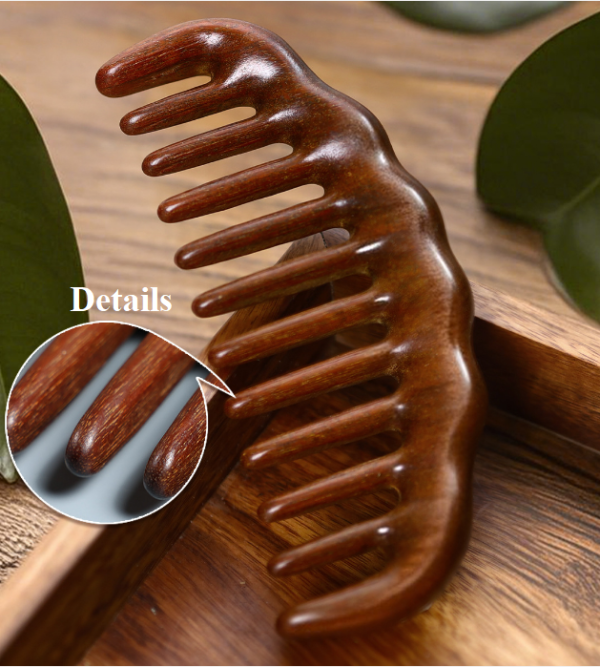 Natural golden sandalwood comb, meridian massage comb, anti-hair loss comb - 图片 3
