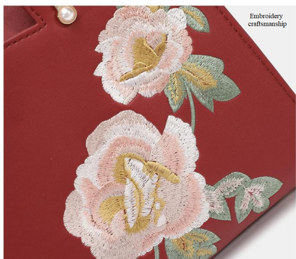 Genuine leather embroidered Chinese-style retro light luxury crossbody handbag - 图片 14