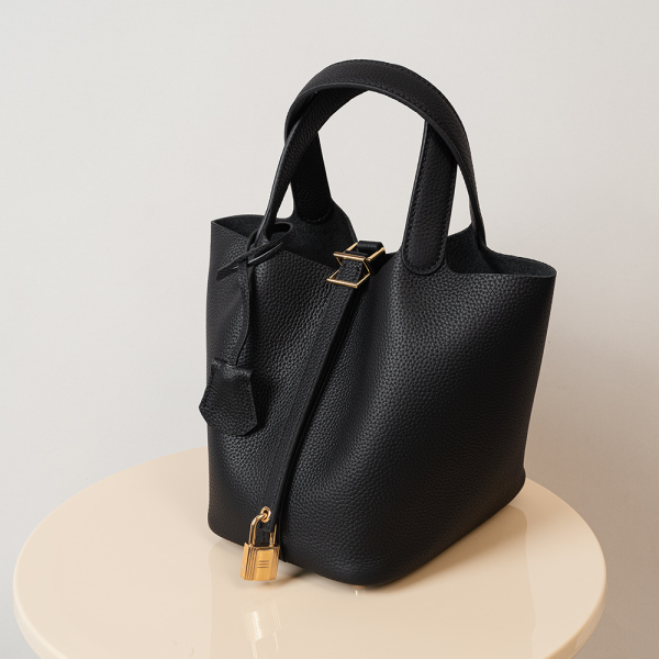 High-end sense vegetable basket bucket bag genuine leather handbag - 图片 2