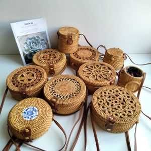 Chinese rattan woven bag, hand-woven crossbody bag