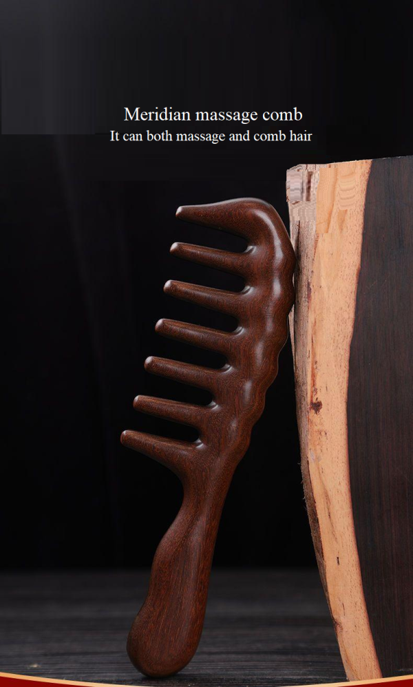 Natural golden sandalwood comb, meridian massage comb, anti-hair loss comb - 图片 6