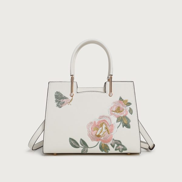 Genuine leather embroidered Chinese-style retro light luxury crossbody handbag - 图片 3