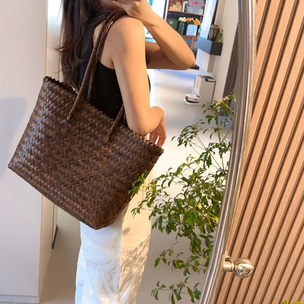 Vintage minimalist casual hand-woven bag, shoulder bag - 图片 3