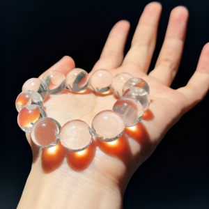 Natural White Crystal Straight-Hole Plain Circle Bracelet