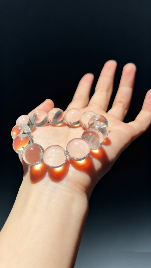 Natural White Crystal Straight-Hole Plain Circle Bracelet