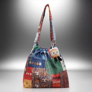 Ethnic style denim one-shoulder cloth bag