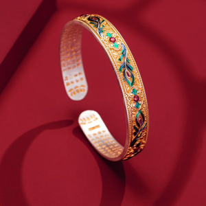 Pure Silver 9999 National Style Enamel Bracelet
