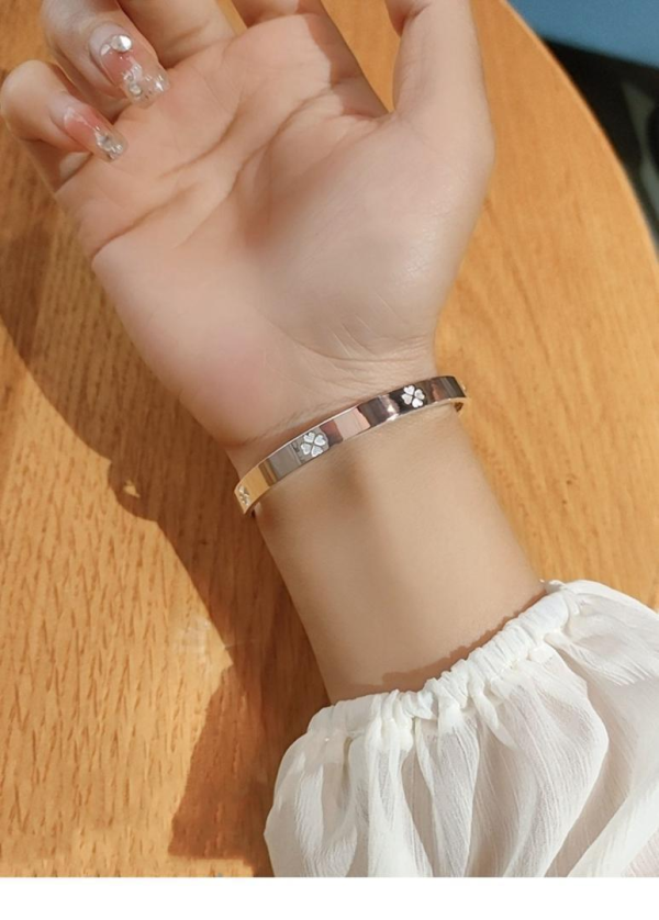 Lucky Four-Leaf Clover Pure Silver 9999 Bracelet - 图片 4