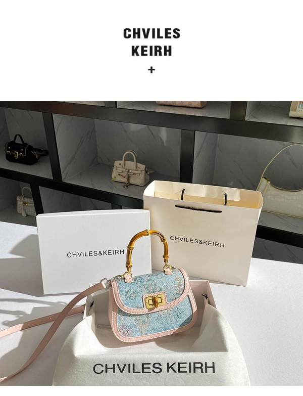 Vintage high-end denim embroidered slub handbag - 图片 2