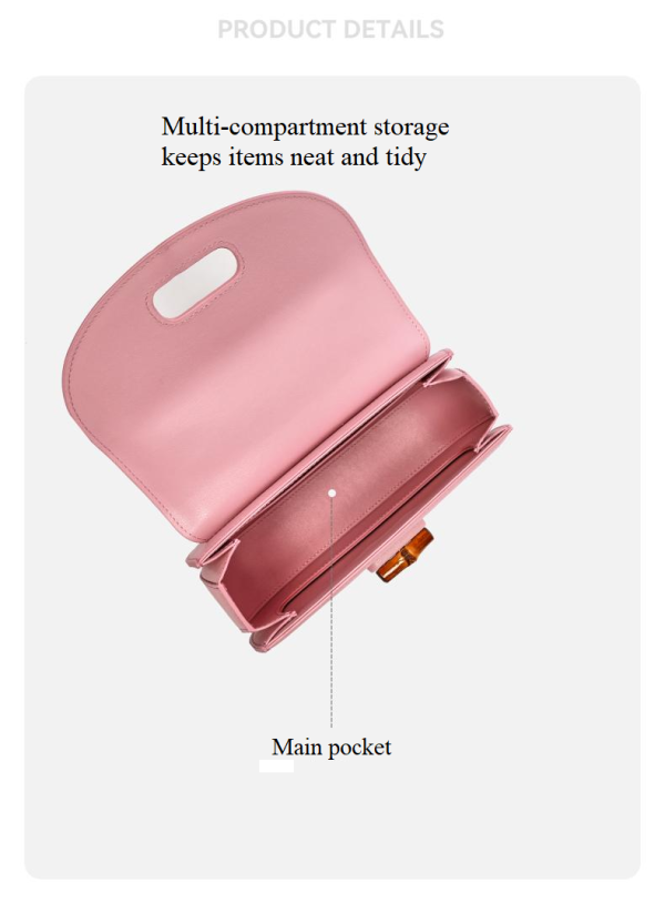Pink mulberry silk Chinese-style crossbody bag with bamboo handle - 图片 10