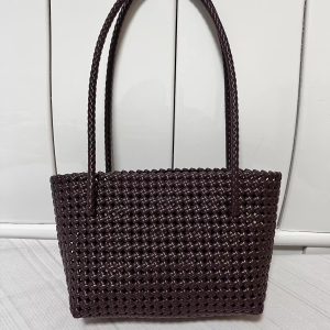 Handwoven rattan-like tote bag, single-shoulder and hand-held hollow-out bag