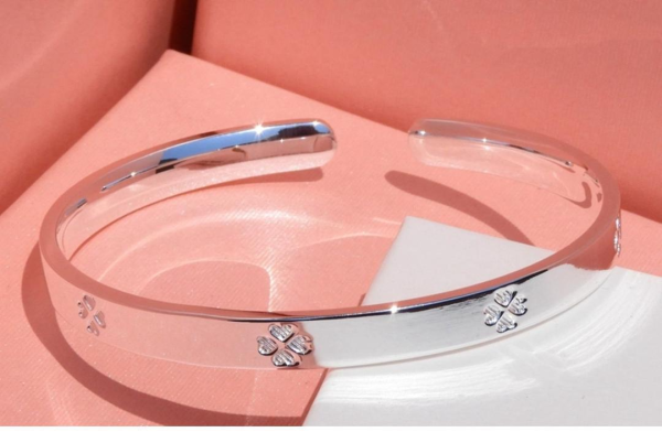 Lucky Four-Leaf Clover Pure Silver 9999 Bracelet - 图片 2