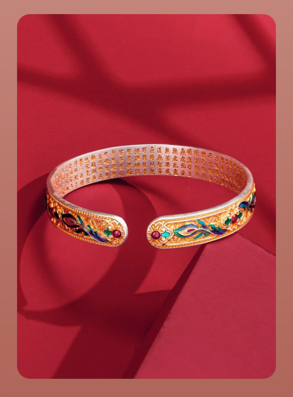 Pure Silver 9999 National Style Enamel Bracelet - 图片 3