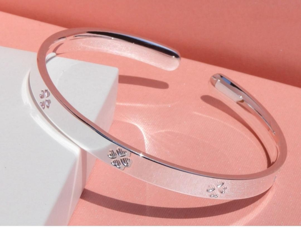 Lucky Four-Leaf Clover Pure Silver 9999 Bracelet - 图片 3